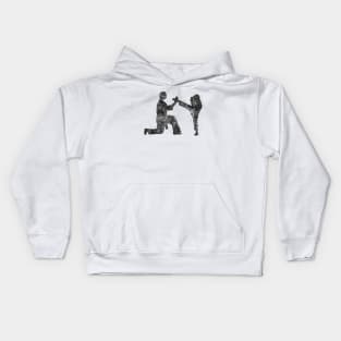 Taekwondo training black and white Kids Hoodie